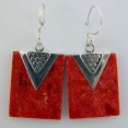 Серьги, серебро 925, коралл 001 01 21-00783 2009 г инфо 10784w.